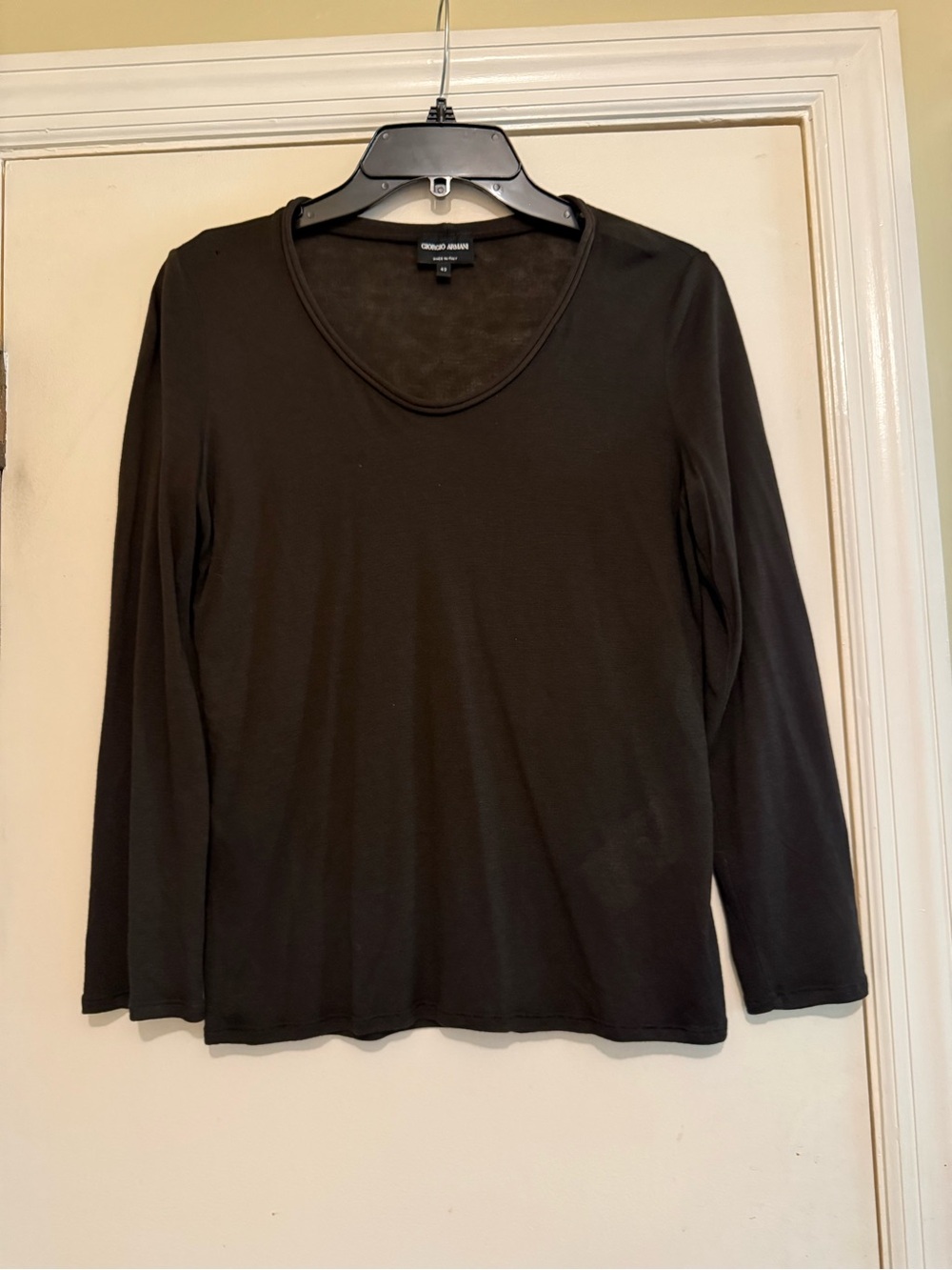 Giorgio Armani Black Long-Sleeve Scoop Neck Top